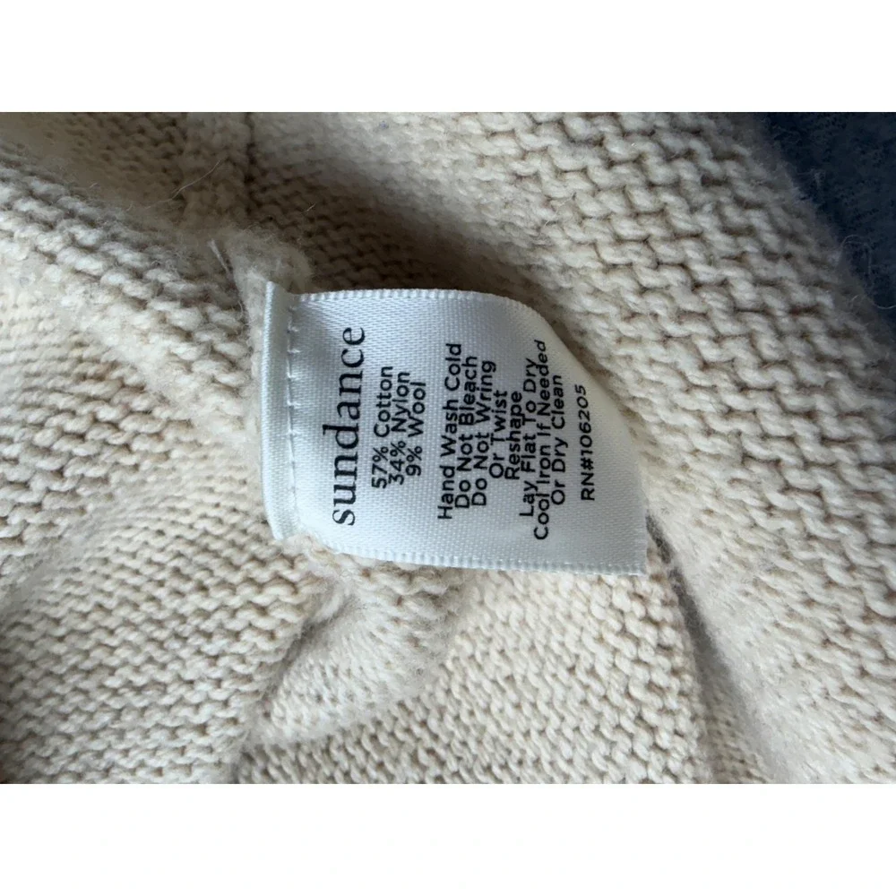 Sundance Womens Sweater Beige‎ Fair Isle Cotton Nylon Wool Pullover